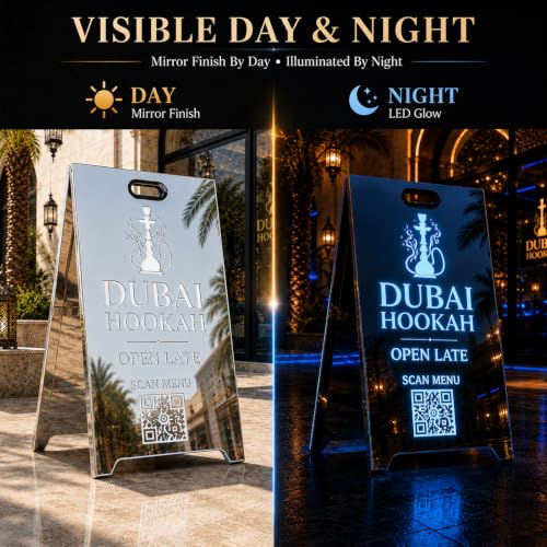 Image of Custom LED A-Frame Sign, Illuminated Sidewalk Display with Custom Logo