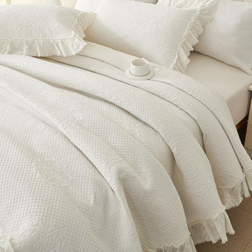 Parure de lit bohème en coton vctops crème brodé toutes saisons - 5