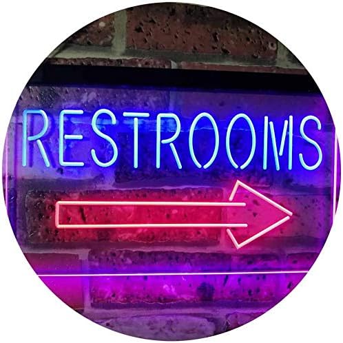 ADVPRO Letrero de neón LED de doble color para inodoro, flecha a derecha, rojo y azul, 24 x 16 pulgadas, st6s64-m2049-rb