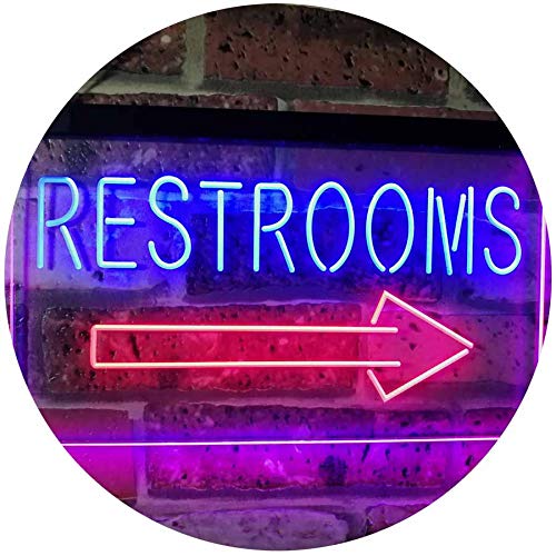 ADVPRO Restroom Arrow Point to Right Toilet Dual Color LED Neon Sign Red & Blue 400 x 300mm st6s43-m2049-rb โ image 1
