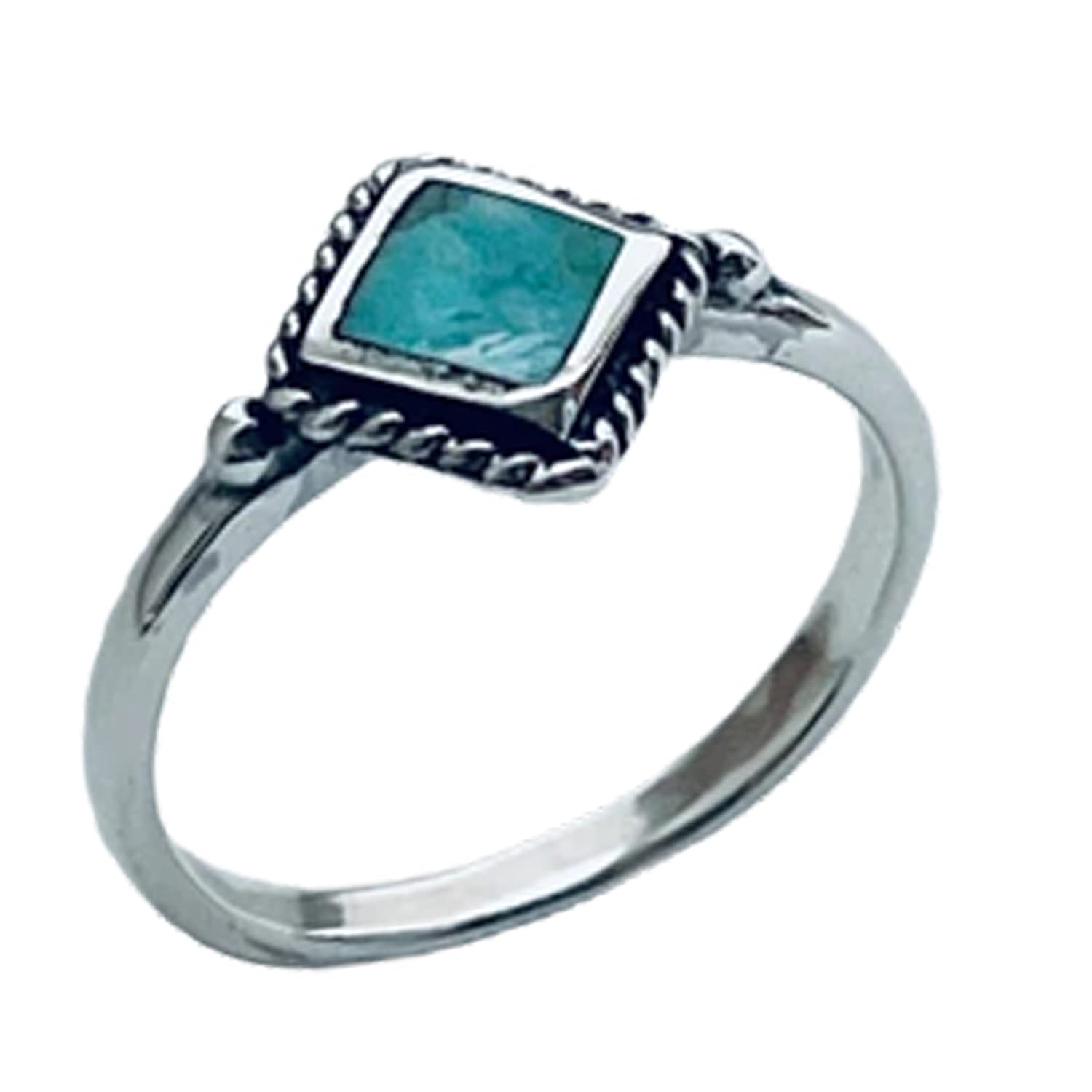 Anillo cuadrado de piedra preciosa azul turquesa natural, anillo solitario, anillo delicado, anillo bohemio bohemio, anillo minimalista, anillo del día de la madre