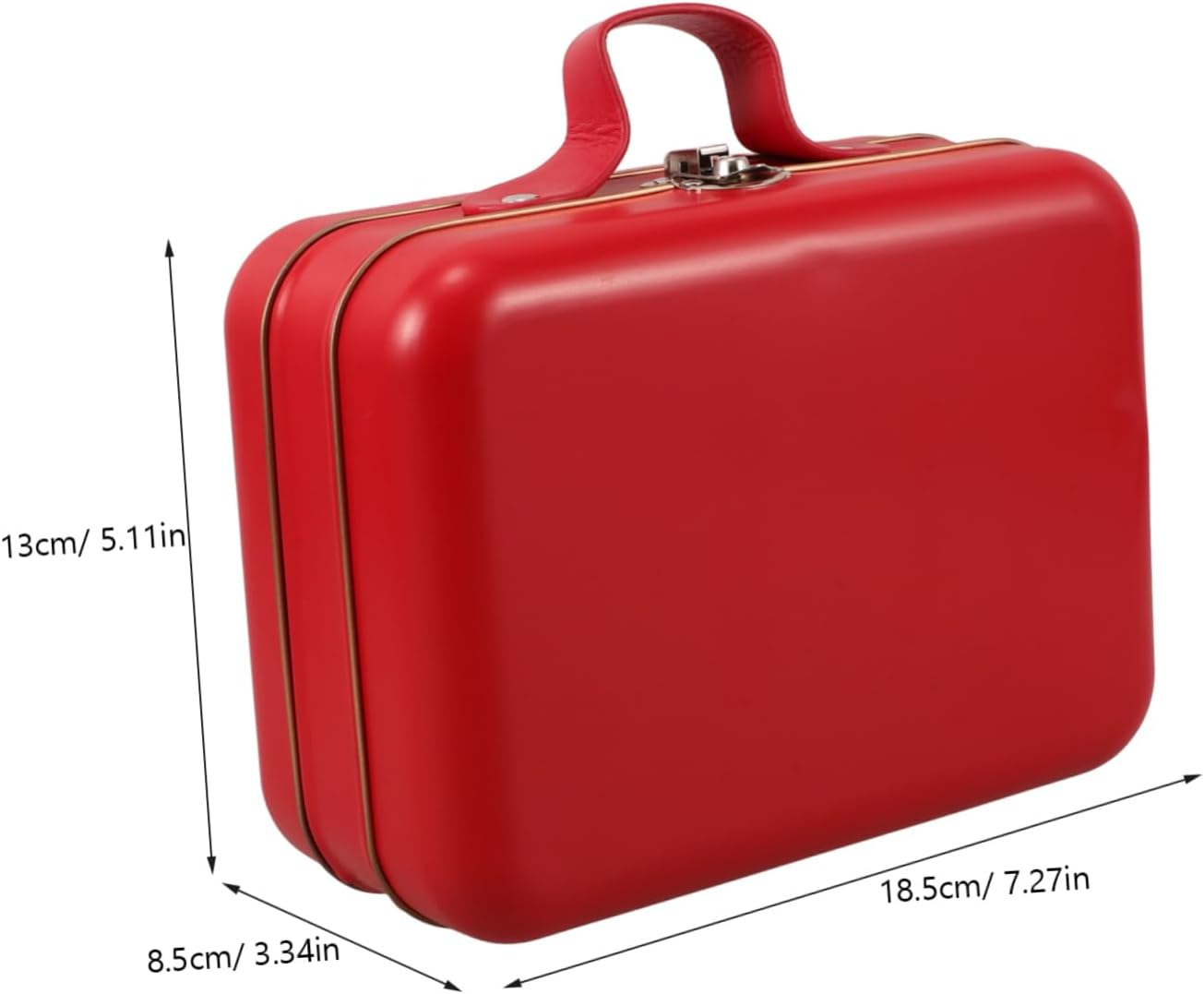 Alipis Mini Suitcase Storage Box with Handle Charming Red Iron Makeup Container for Travel Jewelry and Electronics Efficient Design for Organization