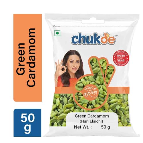 Image of Chukde Spices Hari Elaichi Sabut | Green Cardamom | Natural Whole Elaichi | Chhoti Elaichi Gluten Friendly | Vegan | Non GMO | Organic | No Salt or fillers | 50 gm