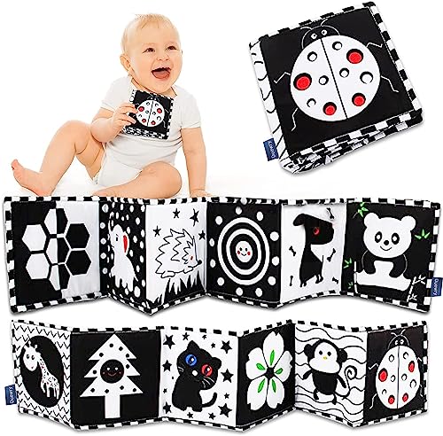 Image of KaPing Black and White Baby Toys 0-3 Months, Baby Sensory Toys, High Contrast Baby Cards, Soft Book for Infant Toddler Newborn, Tummy Time Toys for Babies 0-6 Months