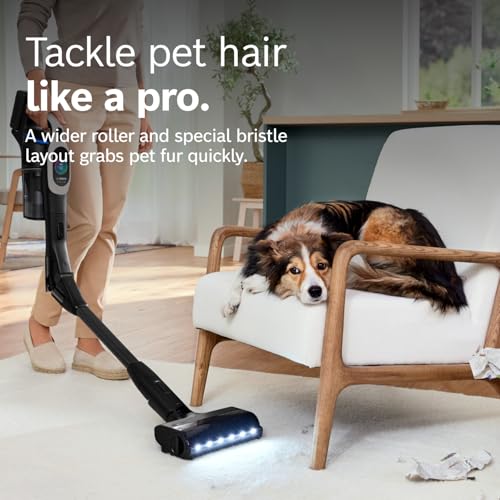 Image of Bosch Unlimited 10 Cordless Stick Vacuum Cleaner - 2 Batteries Included, Up to 140 Min Total, Bendable Tube, Fast Charger, Pet Hair, Hard Floors and Carpets, 7 Accessories, Dark Cream