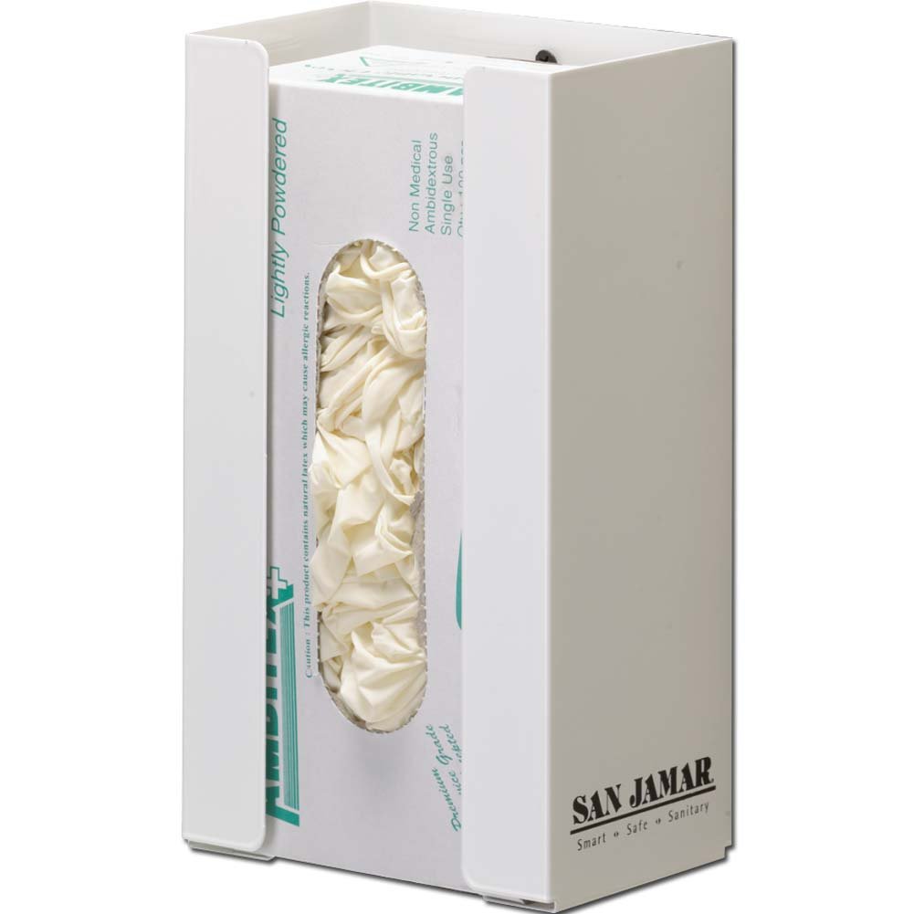 Glove Holder Wall Mount by San Jamar – One Size, Alloy Steel, White, Pack of 12, Model G0802
