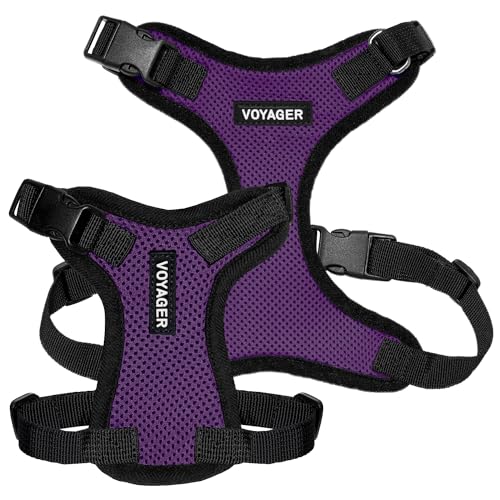 Image of Voyager Step-in Pet Harness - All Weather Mesh, Adjustable Step in Harness for Cats and Dogs by Best Pet Supplies - Purple /Black Trim, M