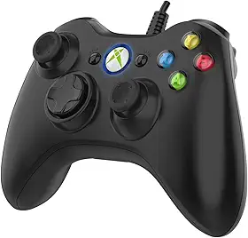 NBCP Game Controller for Xbox 360: Wired Xbox 360 Controller for PC Windows 11/10/8/7 - Upgraded Gamepad with Dual Vibration Feedback and 60-inch Flexible Cord, Black