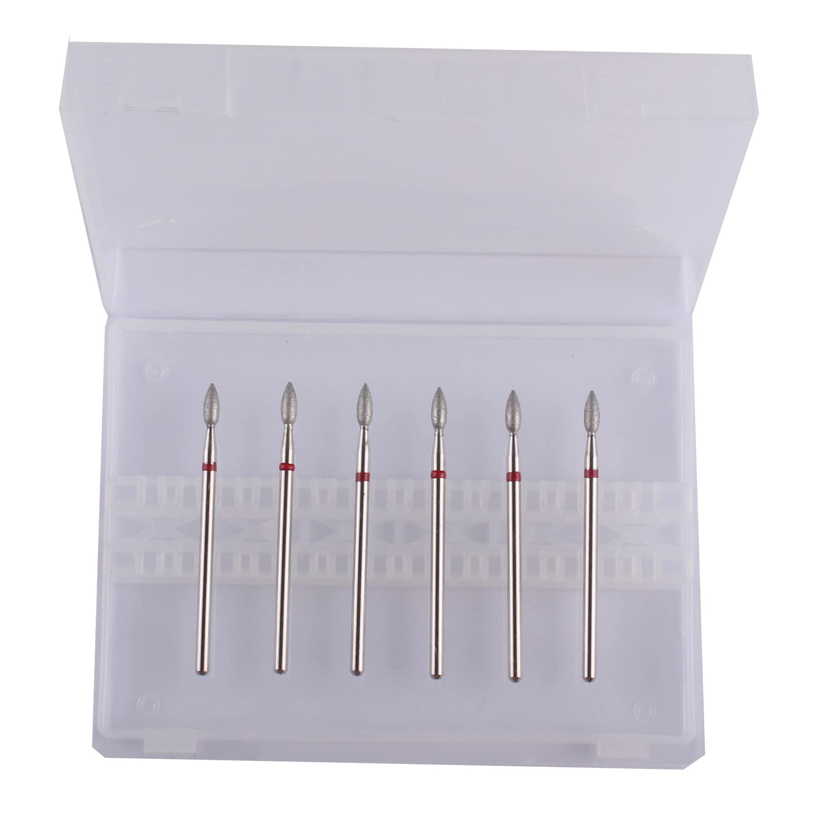 Juego de brocas para cutícula de diamante en forma de llama, 6 piezas, kit de brocas de manicura Pro Dry de 3/32 3