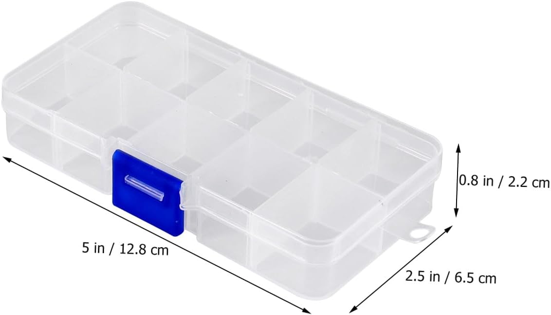 CALLARON 10grids Jewelry Storage Box Earring Organizer Dividers Plastic Beads Case for Home and Office Blue Buckle