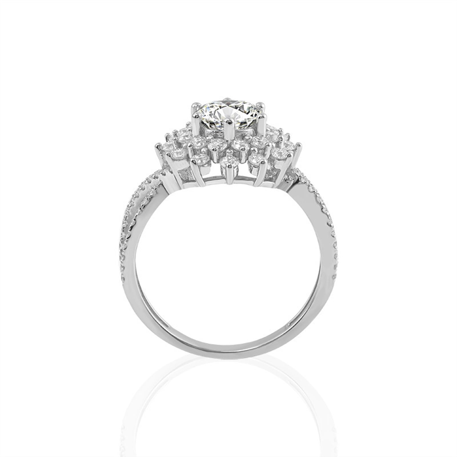 Anelli in argento 925, anello di fidanzamento da donna, set di fiori con moissanite rotonda da 1 carato, regalo di matrimonio