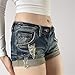 Twfsgirl Goth Denim Mini Shorts Punk Fashion Ripped Y2k Mid Rise Vintage Pockets Emo Rave Rhinestone Grunge Button Gothic Slim Fit Cute Jean Casual Going Out 90s Summer Micro Shorts Women, Blue
