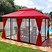 Produktbild Swing & Harmonie Pavillon 3x4m Minzo - inklusive Seitenwände Gartenpavillon Partyzelt Gartenzelt (mit Moskitonetz, rot)