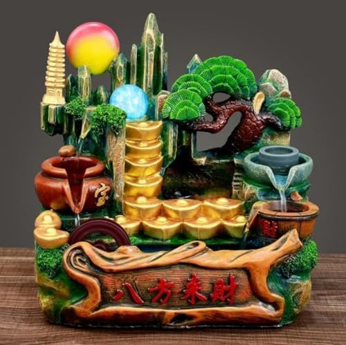 室内噴水の置物 卓上噴水置物 卓上噴水加湿器 デスクトップ噴水 ミニ滝 風水 インテリア おしゃれ かしつき 流水加湿器ライト付き 卓上用飾り 禅 滝 穏やか 綺麗 水音 ヨガ 瞑想に最適癒し プレゼント オブジェ 噴水滝 噴水飾り デスクトップファウンテ