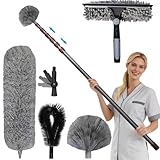 6M Staubwedel Teleskop Waschbar, Spinnweben Besen mit Teleskopstange, Langer Staubwedel für Decken, Fenster, Ecken und Außenbereich|Dachreiniger für Laub & Schnee