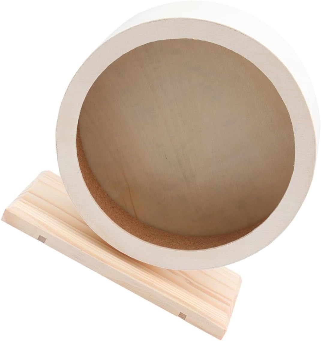 Silent Large Wooden Hamster Running Wheel with Stable Stand for Small Pets Exercise and Entertainment Safe Quiet Fitness for Guinea Pigs Chinchillas and Hamsters