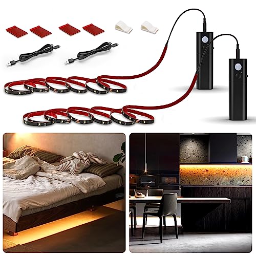 WOBANE Rechargeable Motion Sensor Strip Light, LED Closet Lights, Upgraded Battery Operated LED...