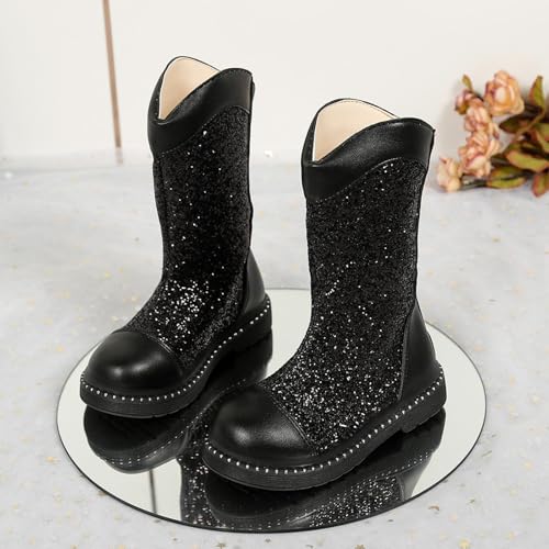 Girls Cowgirl Boots Sparkly Cowboy Dress Boots Tall Princess Knee High Dress Up Party Boots Kids Formal Holiday Shoes2