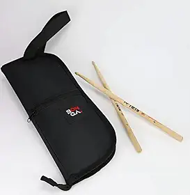 Bonga Estojo Porta Baqueta Bateria Acolchoado Resistente Nylon 600D Preto até 10 Baquetas com Alça