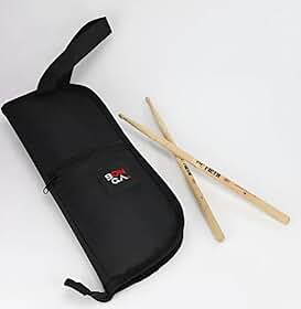 Bonga Estojo Porta Baqueta Bateria Acolchoado Resistente Nylon 600D Preto até 10 Baquetas com Alça