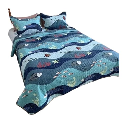 Colcha Cama Colcha de algodón Lavada for Cama, Colcha Verano, Doble Reina, Sábana Individual, Manta Estampada sin Funda Almohada, 1 ud(Color2,180x220cm)