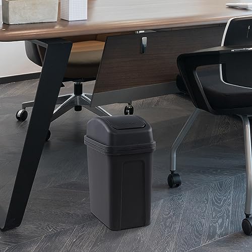 Image of Rosebloom 2 Gallon Swing Top Trash Can, Small Plastic Garbage Bin with Lid | Under Desk Trash Bins, Waste Basket with Swing Lid for Bathroom, Bedroom, Restroom, Kitchen, Dormitory