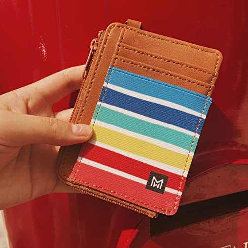 Image of Credit Card Holder Wallet for Women Slim Minimalist Wallet RFID Blocking Leather Wallets Elastic Front Pocket Wallet for Women with Zipper Pocket