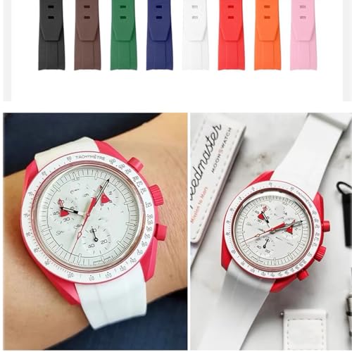 Image of Bands for MoonSwatch Watch,Curved end No Gap,Premium Silicone Rubber Watch Strap for Omega X Swatch Moonswatch Speedmaster /Rolex /SEIKO 20mm 22mm Watch Strap Replacement Band for Men Women