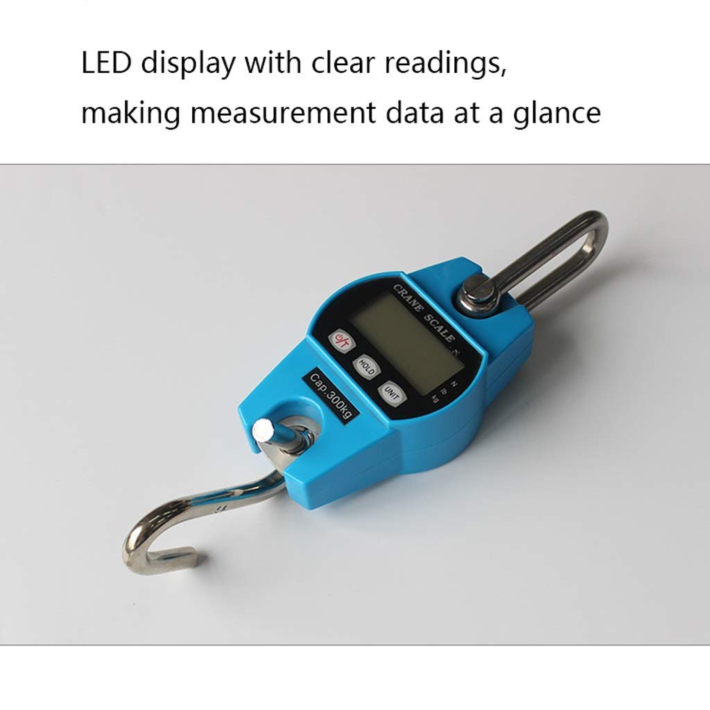 Báscula de grúa electrónica Digital, 300 kg / 661 LB * 0.1 Kg Báscula de polipasto de báscula Colgante compacta de Servicio Pesado con LED Mini Digita Industrial (Negro 300 kg)