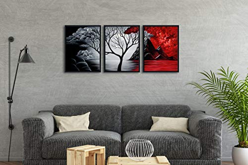 Wieco Art Framed Art The Cloud Tree Wall Art HD Print of Oil Paintings Giclee Landscape Canvas Prints for Home Decorations, 3 Panels with Black Frames steampunk buy now online