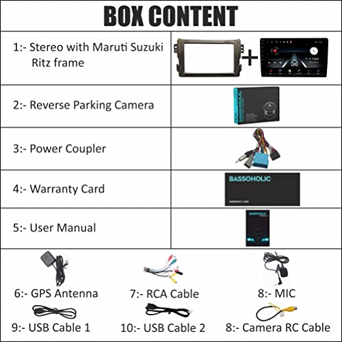 Image of 9 inch Android Car Stereo for Maruti Suzuki Ritz | 2GB+32GB | Full HD Touch | WiFi | GPS | Bluetooth | SWC | Reverse Camera | Frame & Couplers Included | 1 Year Warranty
