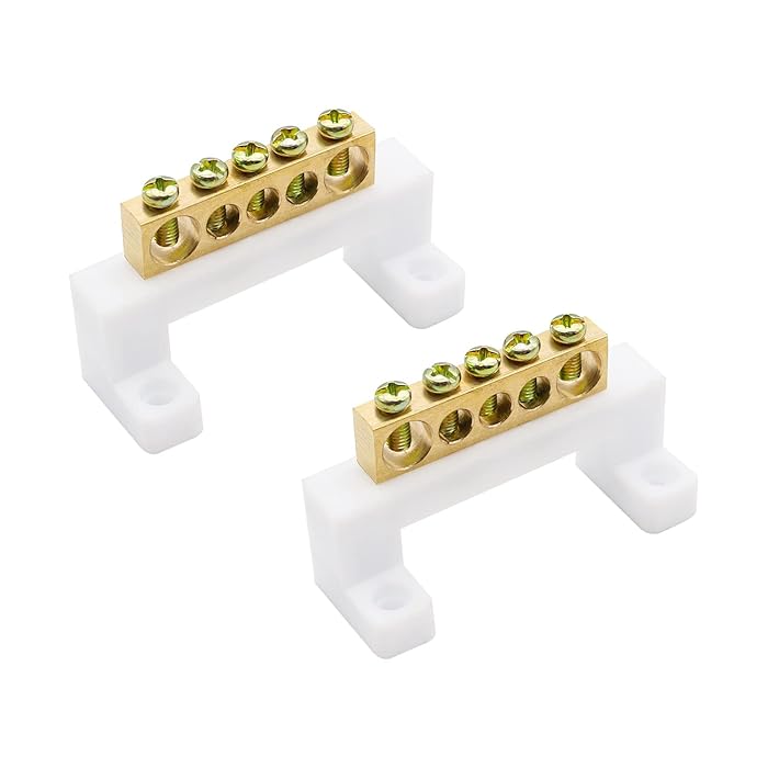 Buy Tnuocke 2pcs Grounding Bus Bar,Terminal Bus Bar Terminal Block Brass Wire Screw Terminal