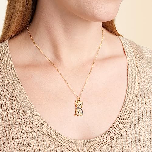 SCAMPER & CO Dog Breed Cubic Zirconia Puppy Charm Pendant Necklaces for Women - Genuine Gemstone with Elegant Backplate, Premium Plated Sterling Silver Necklace for Women Easy Closure 18 to 20 inch2