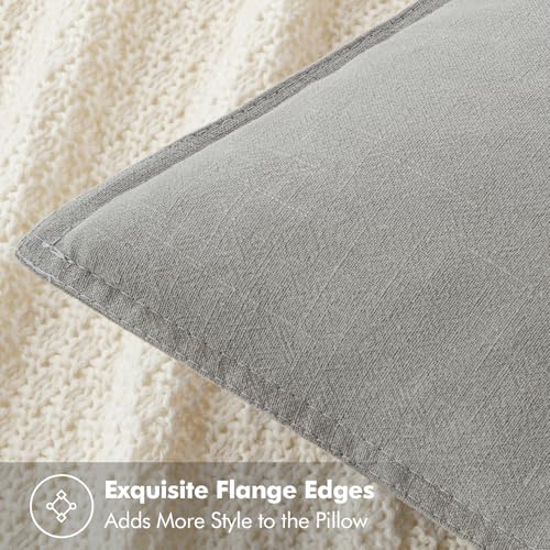 Image of MIULEE Decorative Linen Pillow Covers 18x18 Inch Light Gray Boho Farmhouse Neutral Couch Throw Pillows for Bed Pack of 2 Accent Modern Pillowcase Sofa Livingroom Home Decor