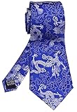 Vizakiss Royal Blue Silver Silk Ties Formal Neckties Present Gifts Ties for Men for Wedding, Business, Missions, Party