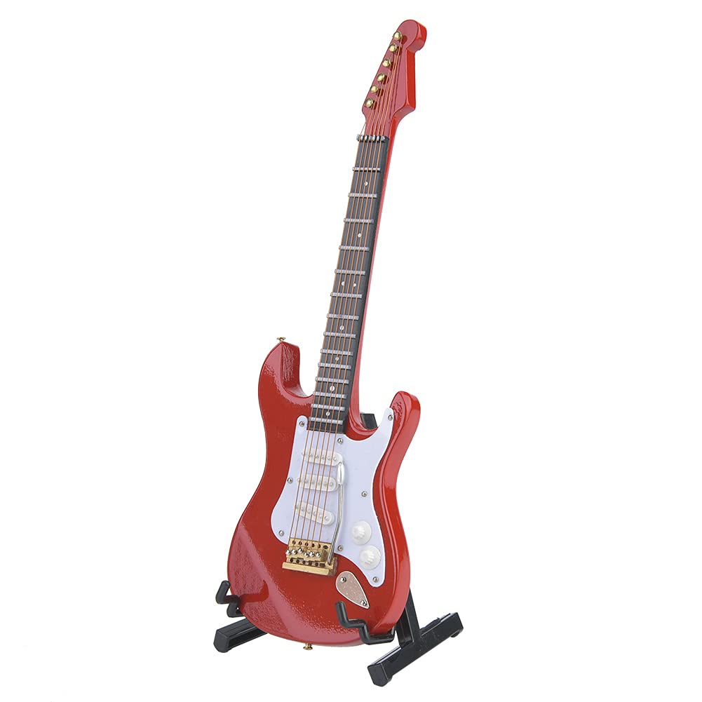 Mini Klassische Gitarre MusikInstrument Holz E-Gitarre Ornamente Lindenholz Handwerk Rot Schwarz Wei? Kaffee 18 cm (roter)