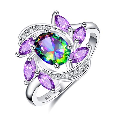 925 Sterling Silver Plated Simulated Blue Topaz Anniversary Ring for Women