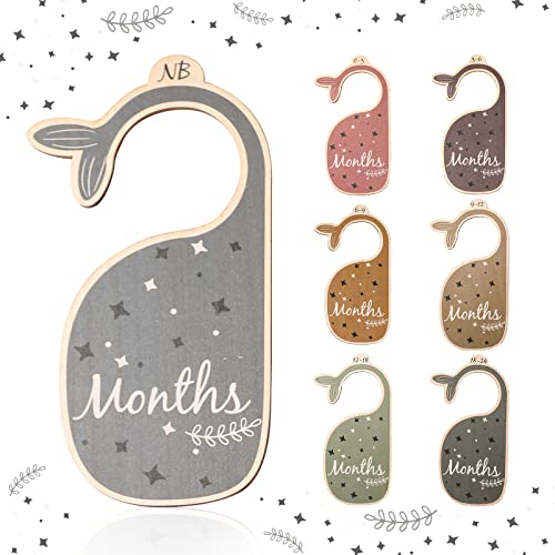 Image of ibwaae Wooden Animal Baby Closet Size Divider Organizer Hanger Clothing Dividers for Newborn Nursery Decor Infant to 24 Months（Whale）