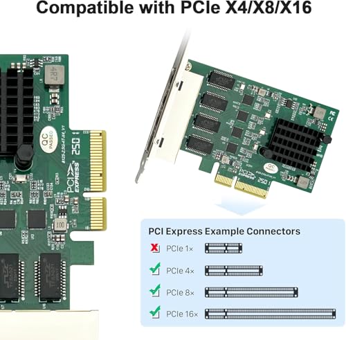 Image of 10Gtek 100M /1000M /2.5G NIC Network Card, Quad RJ-45 Port, with Realtek RTL8125BG Controller, Support Windows /Windows Server /Linux /Ubuntu /Centos /Vmware