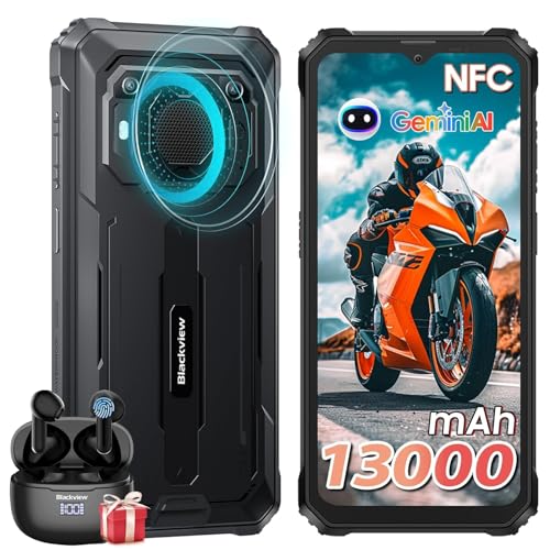 Blackview BV6200Pro Movil Resistente Android 14, 18GB+128GB(TF 2TB) 13000mAh 18W Movil Indestructible, 6.56'' HD+ Cámara Helio P35 de 13MP+8MP Móvil Todoterreno 98DB Altavoz/NFC/GPS/IP69K