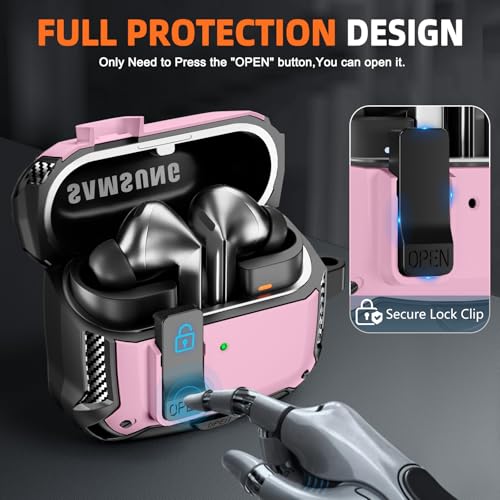 Image of Compatible with Samsung Galaxy Buds 3 Case & Galaxy Buds 3 Pro Case with Phone Stand, Compatible with MagSafe, (Pink)
