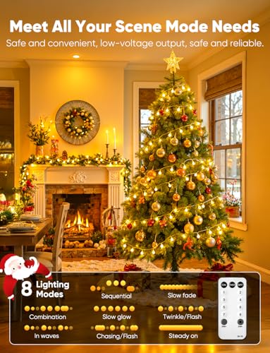 Minetom Globe String Lights, 33 Feet 100 Led Fairy Lights Plug in, 8 Modes with Remote Mini Globe Lights for Indoor Outdoor Bedroom Party Wedding Garden Christmas Tree Decor, Warm White - Image 4