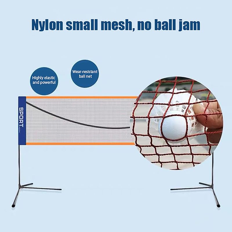 FBSPORT Filet De Badminton Et Tennis 3-6m - Filet D'Entraînement Portable Pliable 3 Hauteurs Réglables Intérieur Extérieur