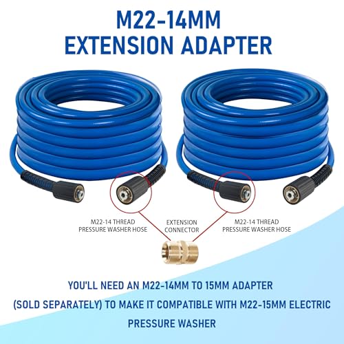 Hourleey 3600 PSI Kink Resistant Pressure Washer Hose, 50 FT, Blue