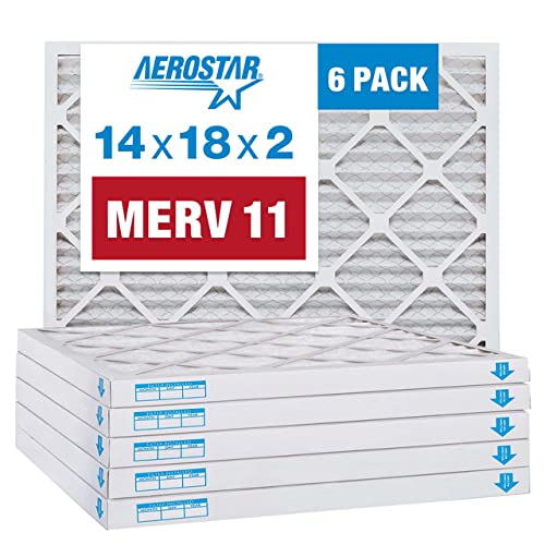 Aerostar 14x18x2 MERV 11, Pleated Air Filter, 14x18x2, Box of 6, Made in The USA