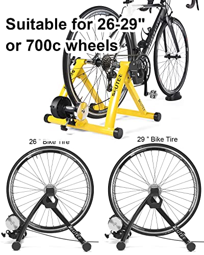 Image of Bike Trainer, Magnetic Bicycle Stationary Stand for Indoor Exercise Riding, 26-29 inch & 700C Wheels, Quick Release Skewer & Front Wheel Riser Block Included