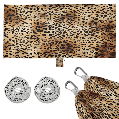SDMKA Leopard Print Camping Hammock, 330 lbs with 2 Tree Straps, Carry Bag, Single Portable Hammock for Outdoor/Indoor, Hiking, Beach, Backpacking, Travel