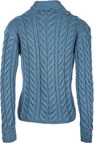 Image of Aran Woollen Mills Louisburgh Women's Asymmetrical Irish Cardigan, 100% Super Soft Merino Wool, Authentic Irish Knitwear