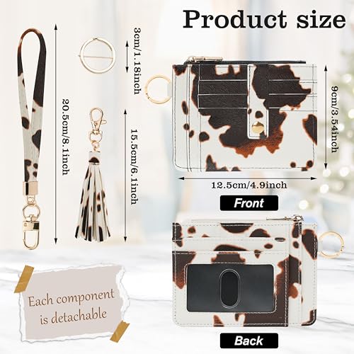 Image of KNGITRYI Small Wristlet Wallets for Women RFID Credit Card Holder Wallet Keychain Wristlet Wallet Credit Card Wallets for Women (Cow)