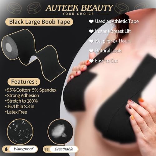 Image of Boob Tape Boobtape, 3 inch Extra Wide Bob Tape for Large Breasts, breast tape, Breast Petal Adhesive Bra